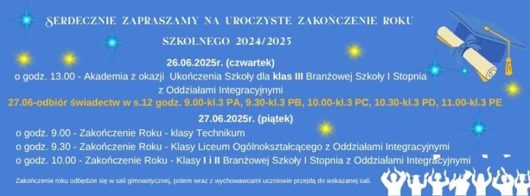 Zakończenie roku szkolnego 2024/2025