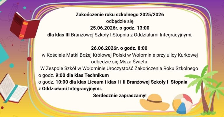 Zakończenie roku szkolnego 2025/2026